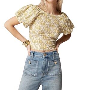 J. Crew Liberty Capel fabric fitted puff sleeve smocked back top size 12